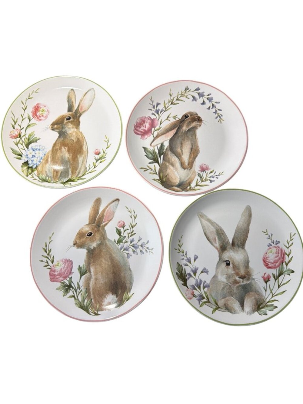 Modern Southern Home Set Of 4 Salad Plates Easter Bunny Rabbit 8" Original Box